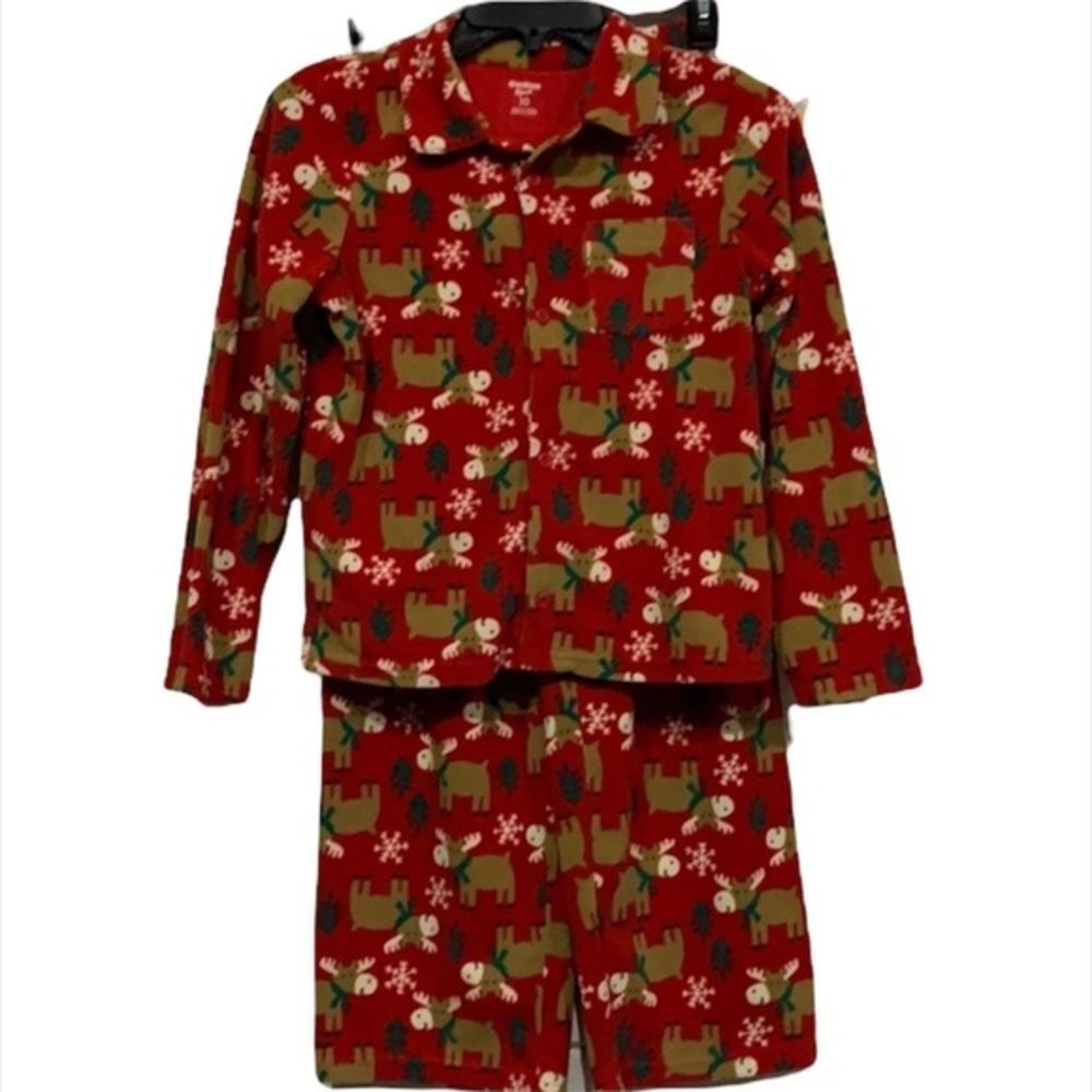 Oshkosh Girls Fleece Holiday Pj Set Size 10 Moose